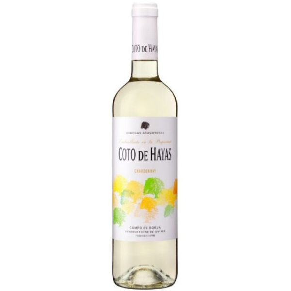 Botella de vino blanco Coto de Hayas 100% Chardonnay para marisquerías y terrazas en Cantabria por L'abuela Maruchi