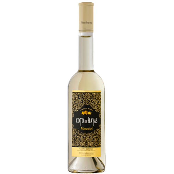 Botella de vino blanco dulce natural Coto de Hayas Moscatel para postres y quesos en hostelería de Cantabria por L'abuela Maruchi